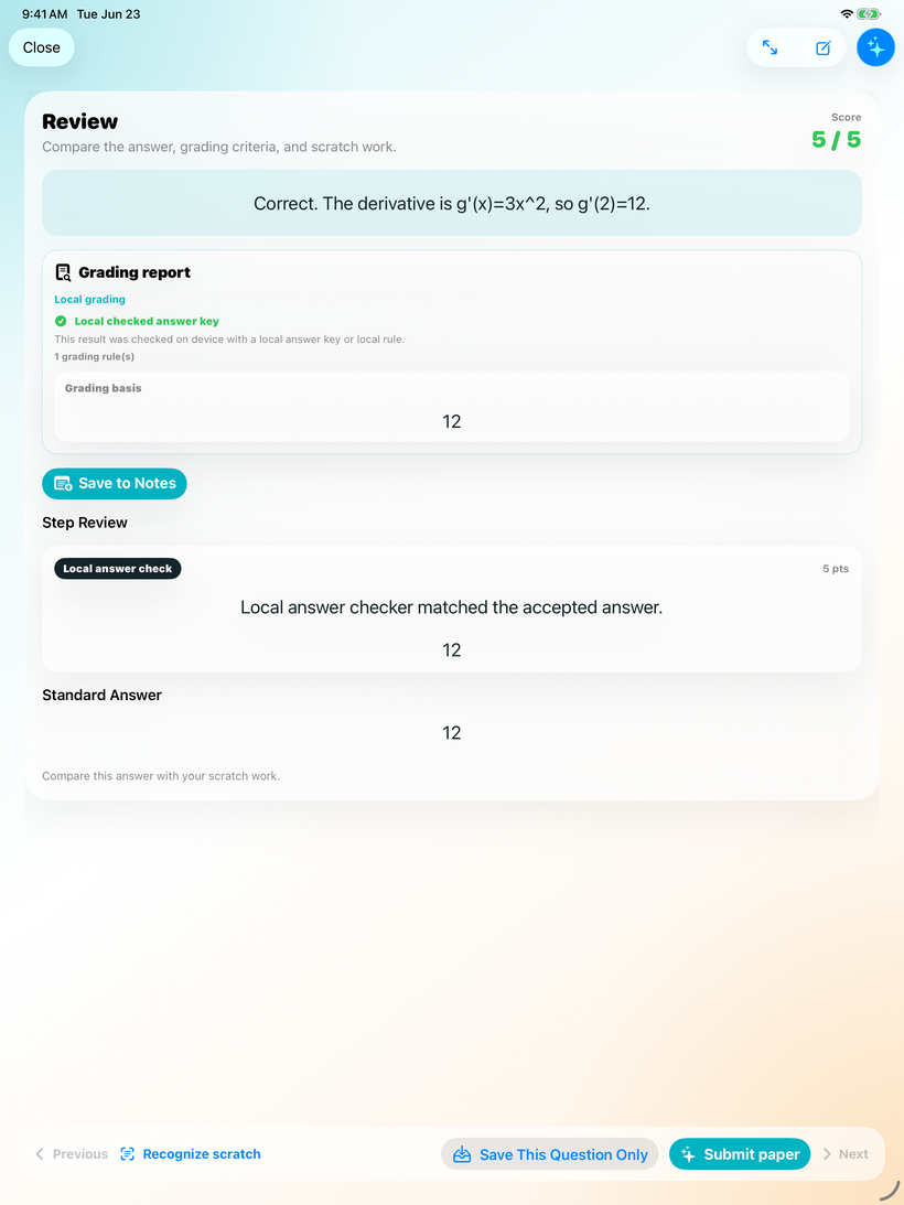 Nerd Dojo practice feedback screen after submission.
